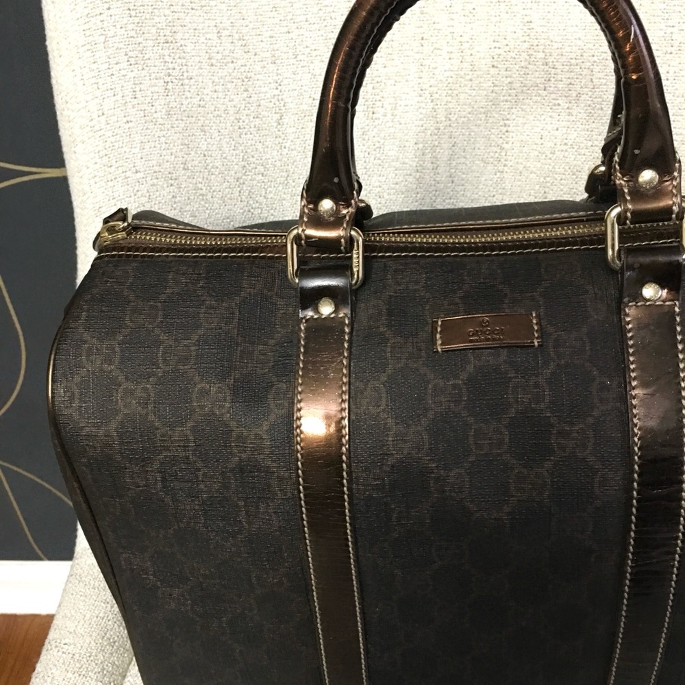 Authentic GUCCI Boston satchel bag brown gold - Picture 3 of 15